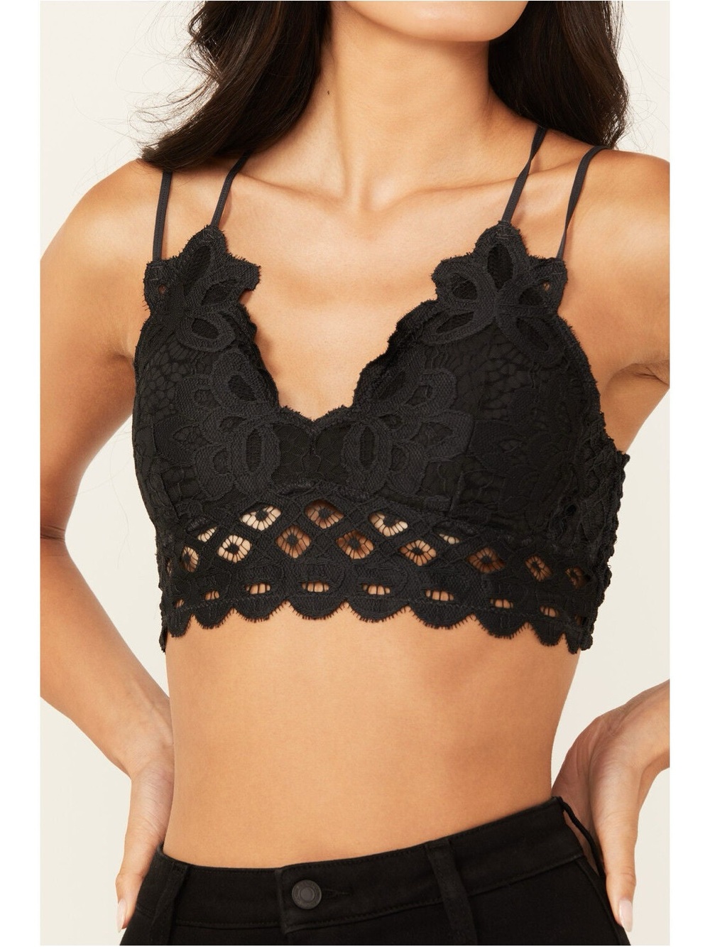Wishlist Women's Strappy Lace Scallop Lace Bralette - Free People Adella Dupe